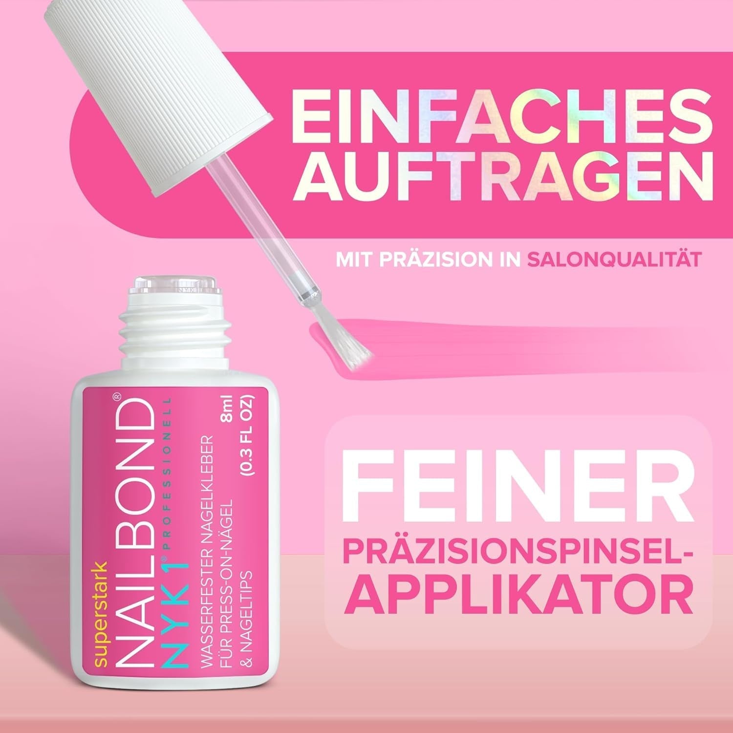 NYK1 Nailbond Colle à Ongles Artificiels Extra Forte (8 ml) Colle à Ongles avec Brosse pour Pointes, Ongles à Presser et Ongles Acryliques Colle à Ongles - Colle à Ongles Craqués Colle à Ongles Antifongique