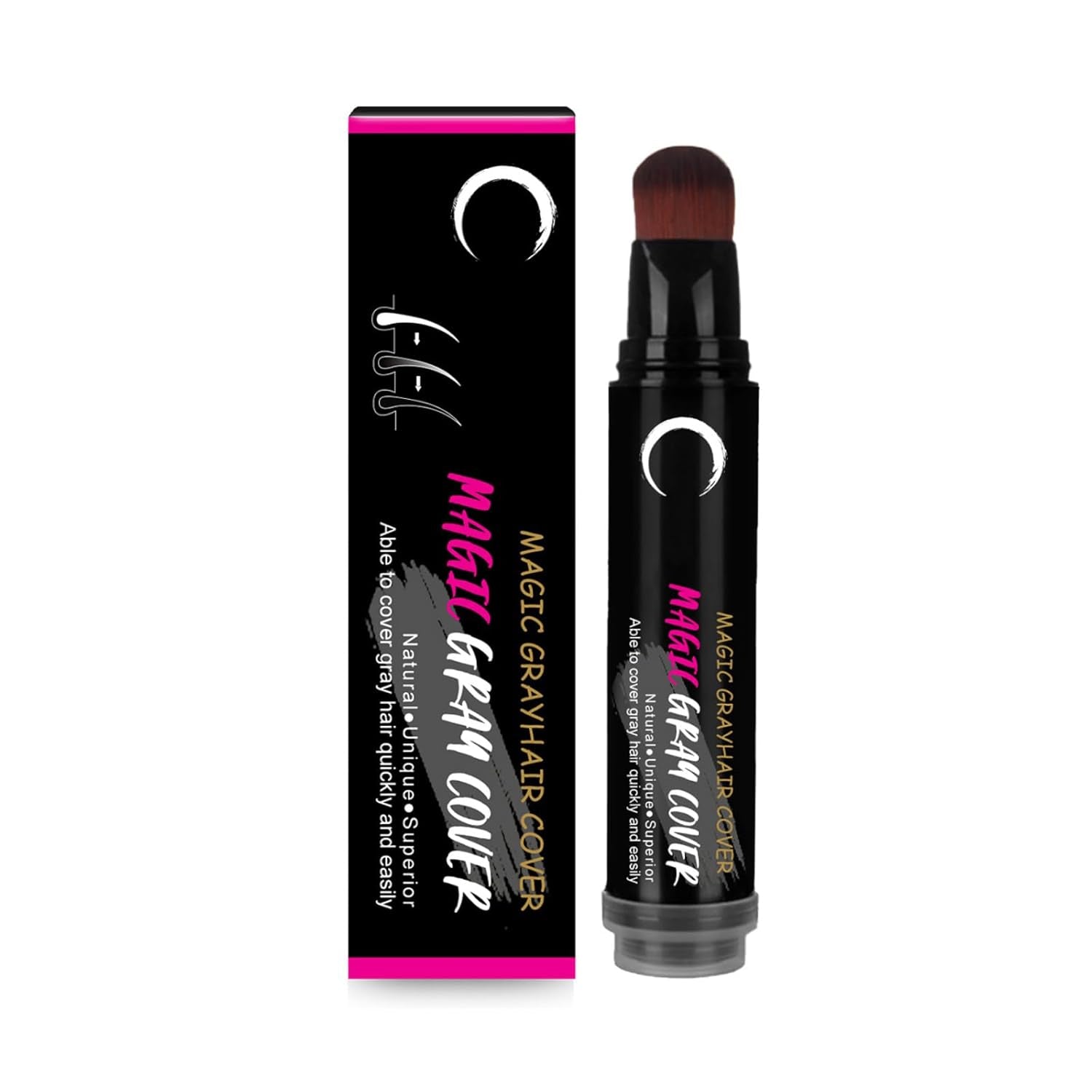 Stylo de teinture capillaire jetable marron noir, couvrant instantanément les racines grises, stylo bâton de crème de couleur rapide, couvrant temporairement les cheveux blancs, Naty Shop noir