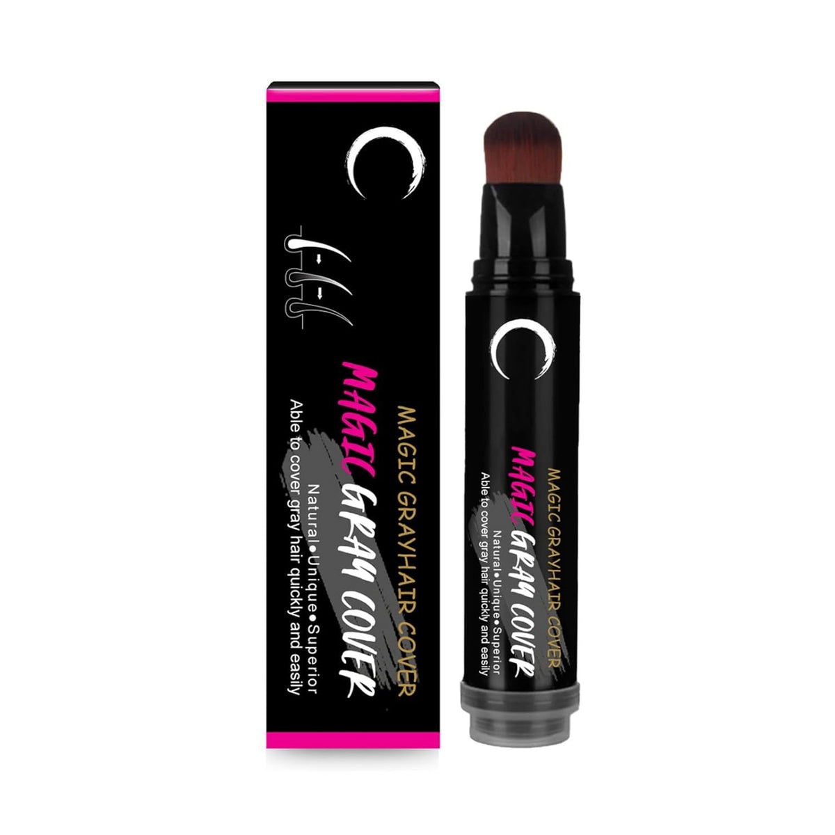 Stylo de teinture capillaire jetable marron noir, couvrant instantanément les racines grises, stylo bâton de crème de couleur rapide, couvrant temporairement les cheveux blancs, Naty Shop noir