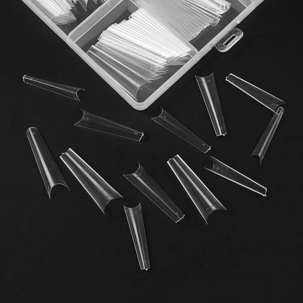 240 pièces d'ongles artificiels, pointes de faux ongles extra longues, couverture complète, pointes d'ongles ballerine (transparent)