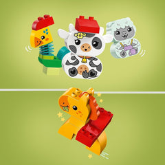 LEGO DUPLO Train animalier, train jouet avec roues, construction et reconstruction créatives de figurines d'animaux, jouet éducatif pour les tout-petits, cadeau d'anniversaire pour les amoureux des animaux, filles et garçons de 1 an et demi 10412 Ensembles de construction Besuche den LEGO-Store