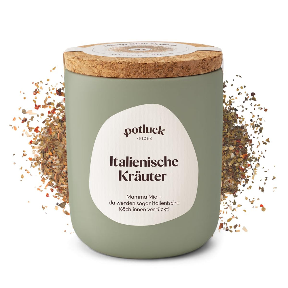 Repas-partage | Pâtes et pizza Kräuter | Gewürzzubereitung im Keramiktopf | 40g | Végétalien, sans gluten et avec des ingrédients naturels