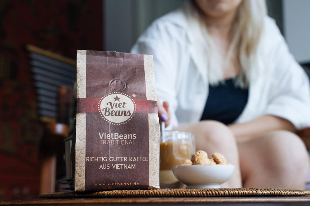 VietBeans Traditional – Ganze Kaffeebohnen – Traditionelle Trommelröstung - Hochwertiger vietnamesischer Kaffee – Geeignet für Fullyautomaten - 250g