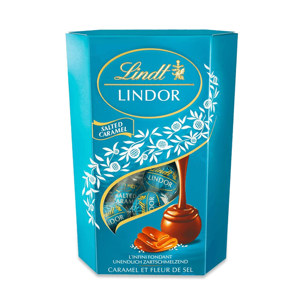 Chocolat Lindt | Cornet au caramel salé LINDOR | 500g | 38 boules de chocolat au lait fourrées au caramel salé | Cadeau de chocolat