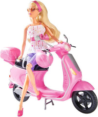 Simba 105730282 - Steffi Love Chic City Scooter, Steffi avec scooter rose avec casque et compartiment pour casque, poupée mannequin, 29 cm, pour enfants à partir de 3 ans
