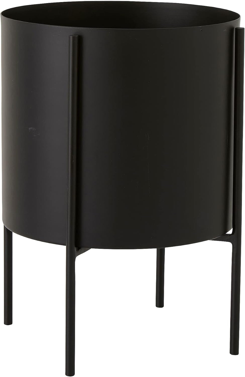 Ghiveci ELLOS Home Milton, ghiveci versatil din fier cu suport reversibil pentru interior și exterior, 22 cm înălțime - Negru, Ø 25 cm