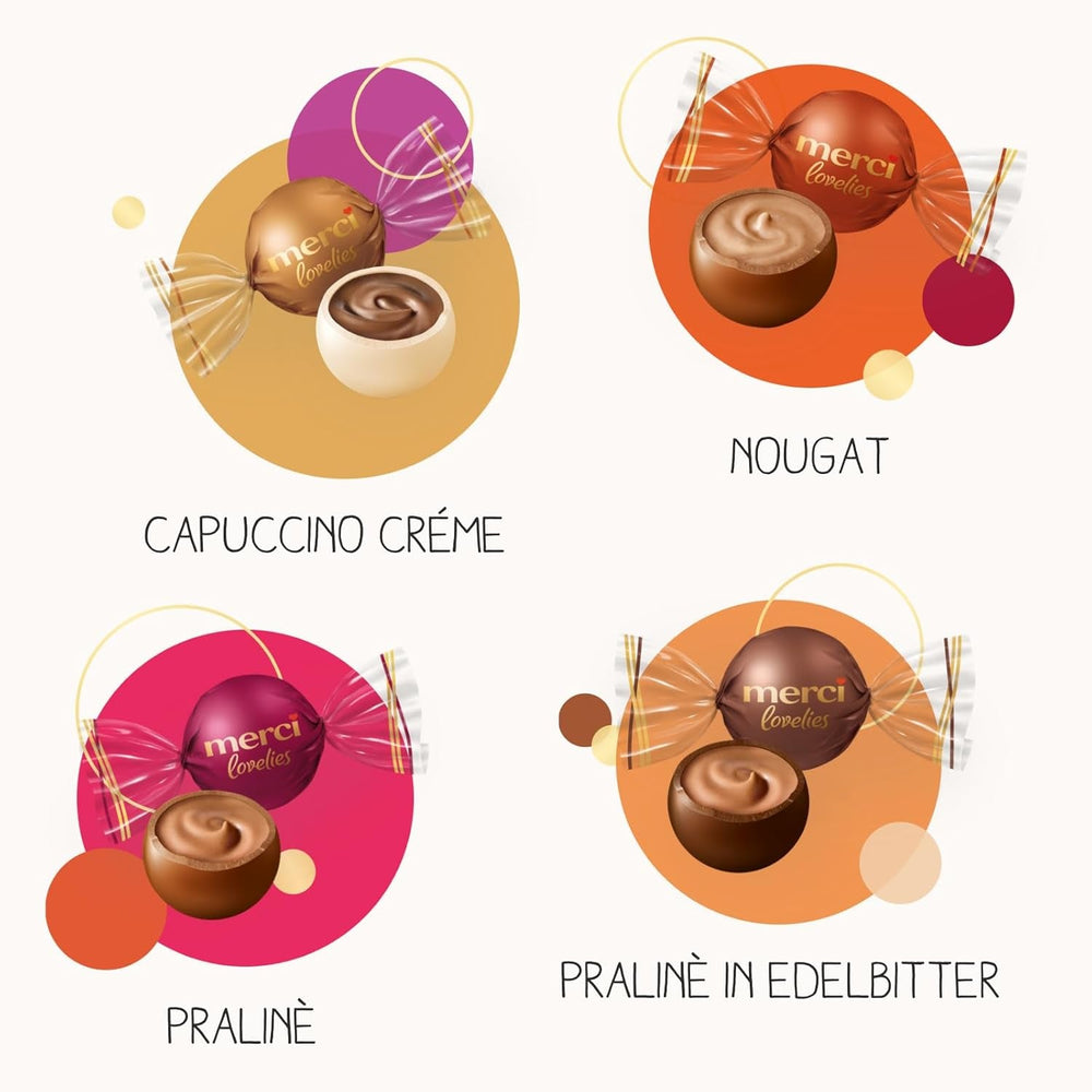 Merci Lovelies Creamy – 185 grame – Mix de praline cu specialități de ciocolată umplută Naty Shop