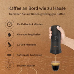 Handpresso - Handcoffee Auto 21000 | Machine à expresso pour voiture 12 V – Machine à expresso 12 V pour voitures | Machine à expresso Senseo Pad pour voitures – Machine à expresso de voyage 12 V | Expresso 12 volts pour camping-cars