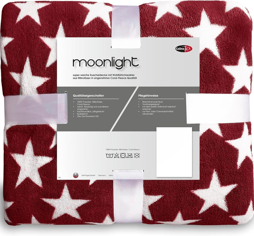 Couverture moelleuse Celinatex 150 X 200 Cm Couverture bordeaux canapé canapé couverture douce étoiles Microfibre Polaire Oeko-Tex Moonlight Lits et Couvre-lits Besuche den CelinaTex-Store