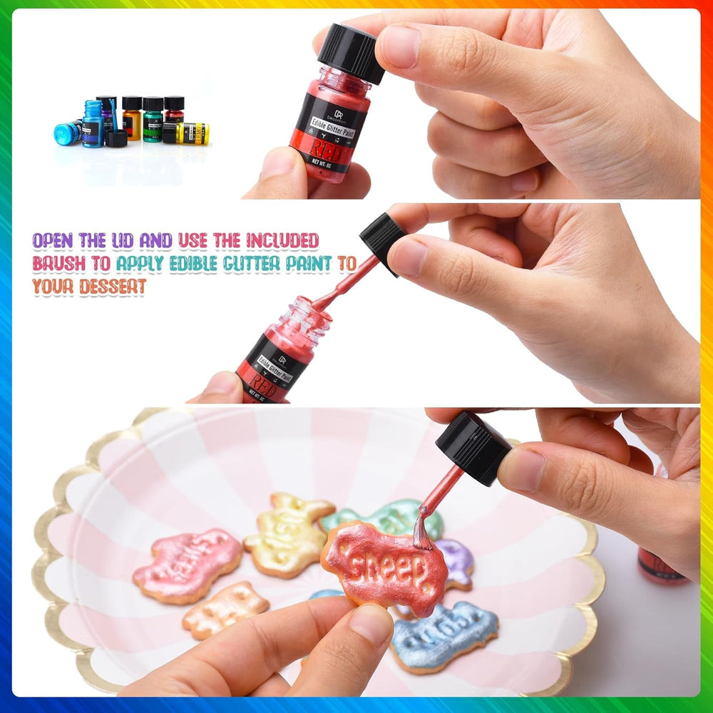 Paillettes liquides comestibles - 7 couleurs de paillettes comestibles arc-en-ciel pour la décoration de gâteaux, boissons, pâtisserie, muffins - Poudre de paillettes comestibles liquides comestibles pour cocktails, fondants, gâteaux