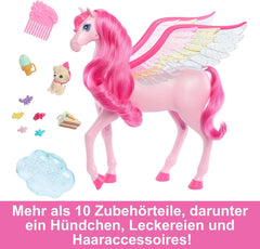 Barbie A Hidden Magic Pegasus - jouet interactif avec lumières et sons, 10 accessoires, ailes arc-en-ciel, pour enfants à partir de 3 ans, HLC41 Naty Shop Dolls