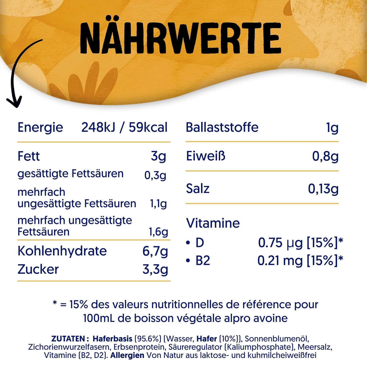 Alpro Barista Haferdrink – Zum Aufschäumen – Vegan et milchfrei – Von Natur aus lactosefrei – Riche en substances de ballast, calcium et vitamines – 8 x 1 L – Haltbar