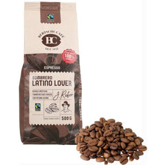 Sombrero Latino Lover 500g de grains entiers, torréfaction intense, 50% Arabica/50% Robusta, saveur fruitée-noix-épicée, commerce équitable