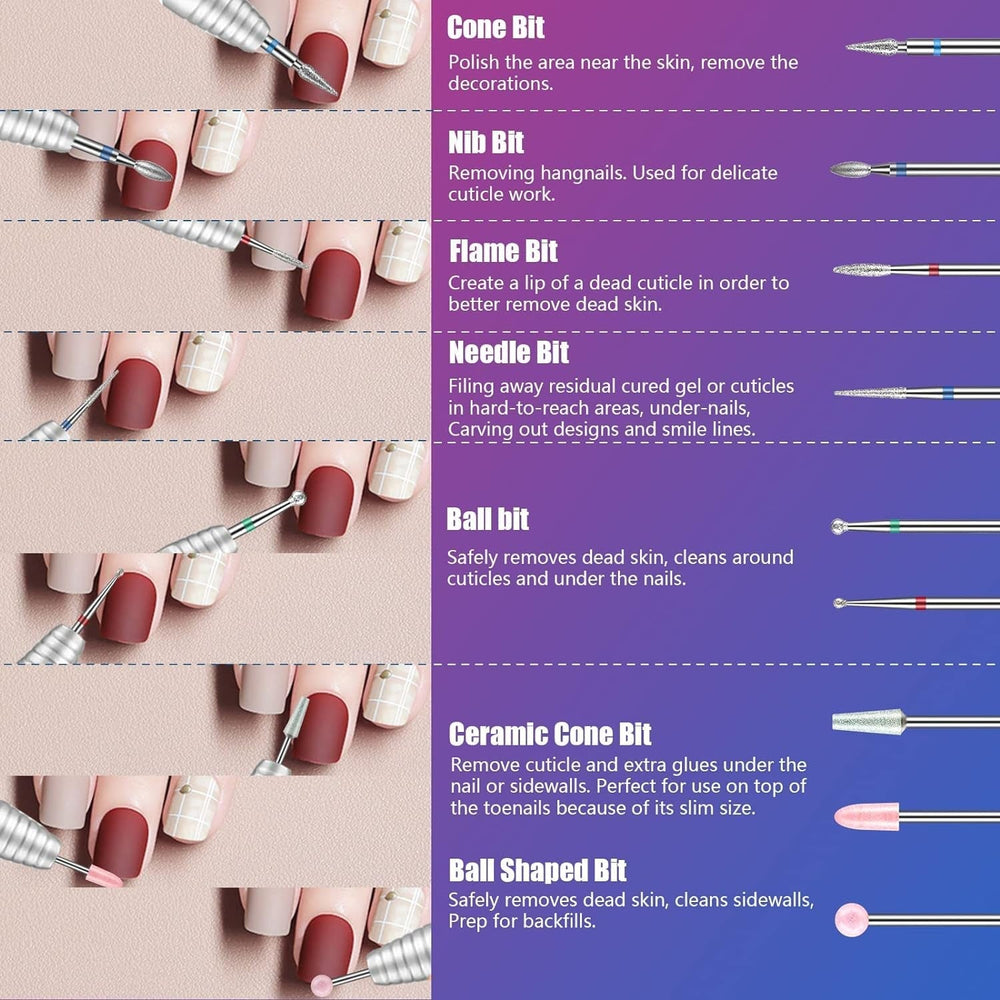 Depvko 30 pièces embouts de coupe-ongles, 3/32'' en céramique pour ongles, acrylique, diamant, haut-fil, Hartmetall, fer à repasser pour maison de salon, gel, manucure, atelier de coiffure (avec 3 étuis)