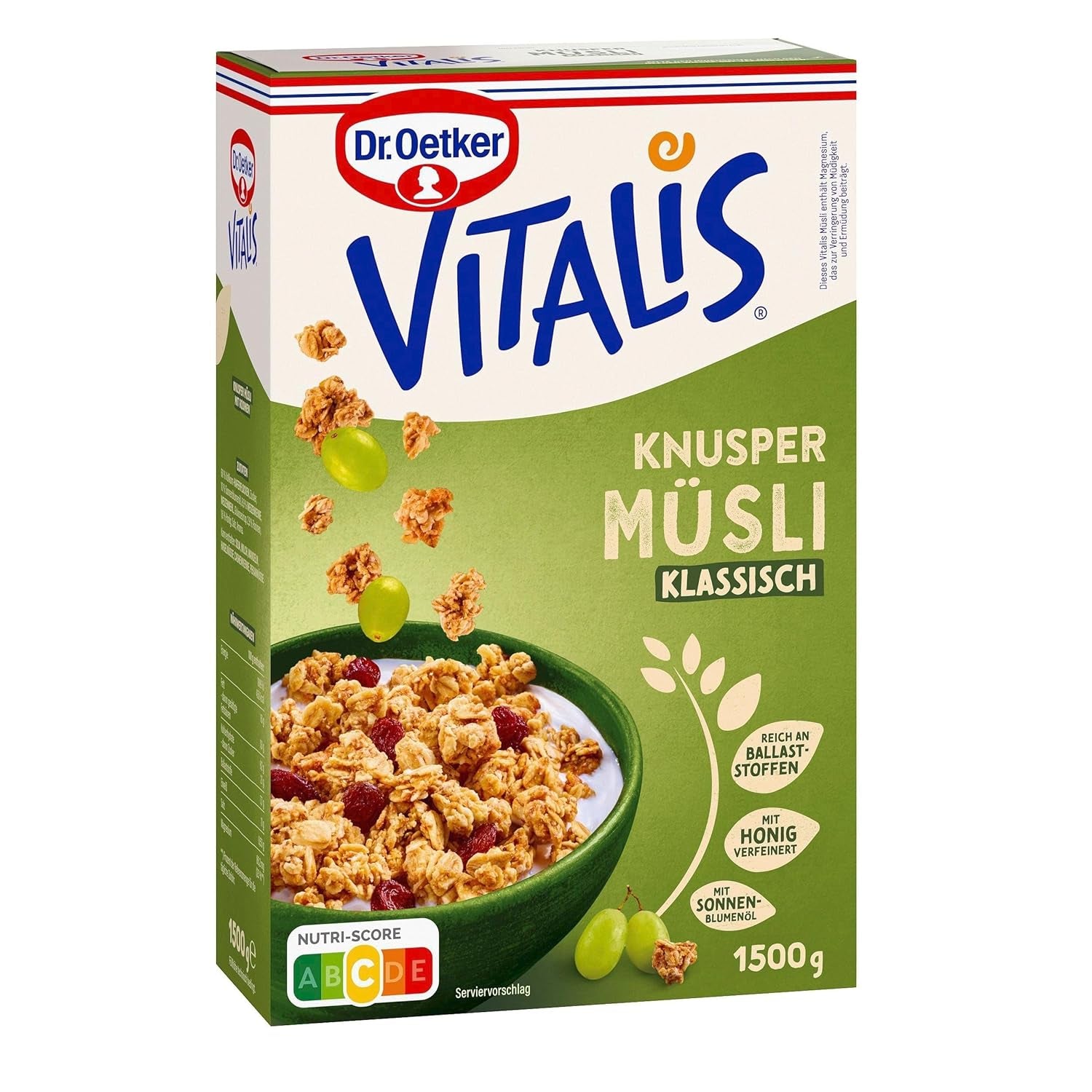 Dr. Oetker Vitalis Crunchy Honeys : Muesli croquant au miel pour le petit-déjeuner et les collations, paquet de 5 (5 x 600 g)