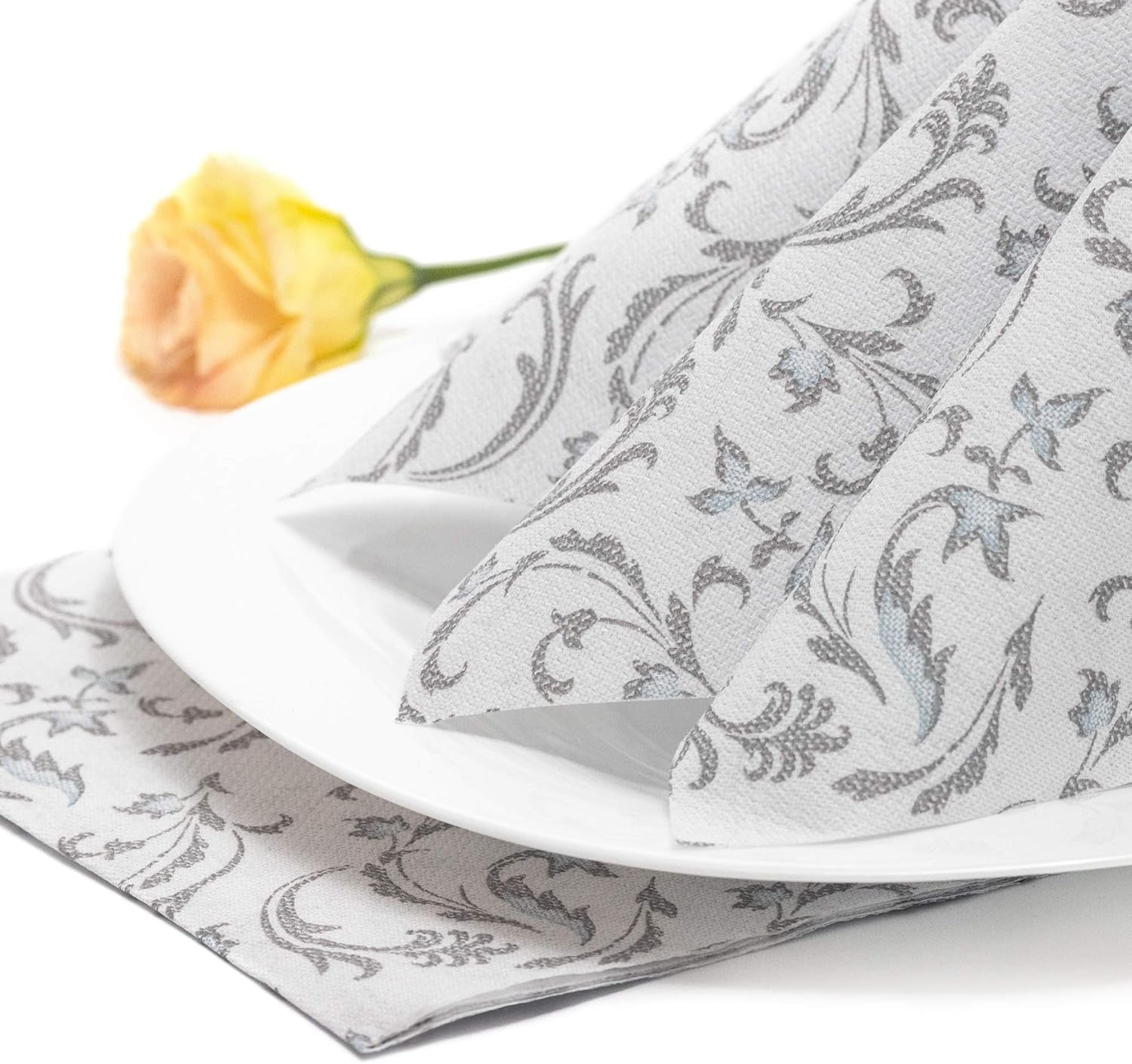 Papstar, 50 serviettes "Collection ROYAL" pli 1/4 40 Cm X 40 Cm gris "Damascato", #85005