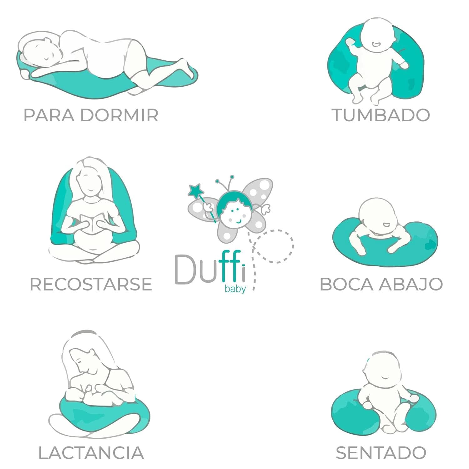 Coussin d'allaitement pour nouveau-né, XL, housse 100% coton, amovible et lavable, garnissage polyester, motif étoile Accessoires Alimentation et Allaitement Bebe Naty Shop