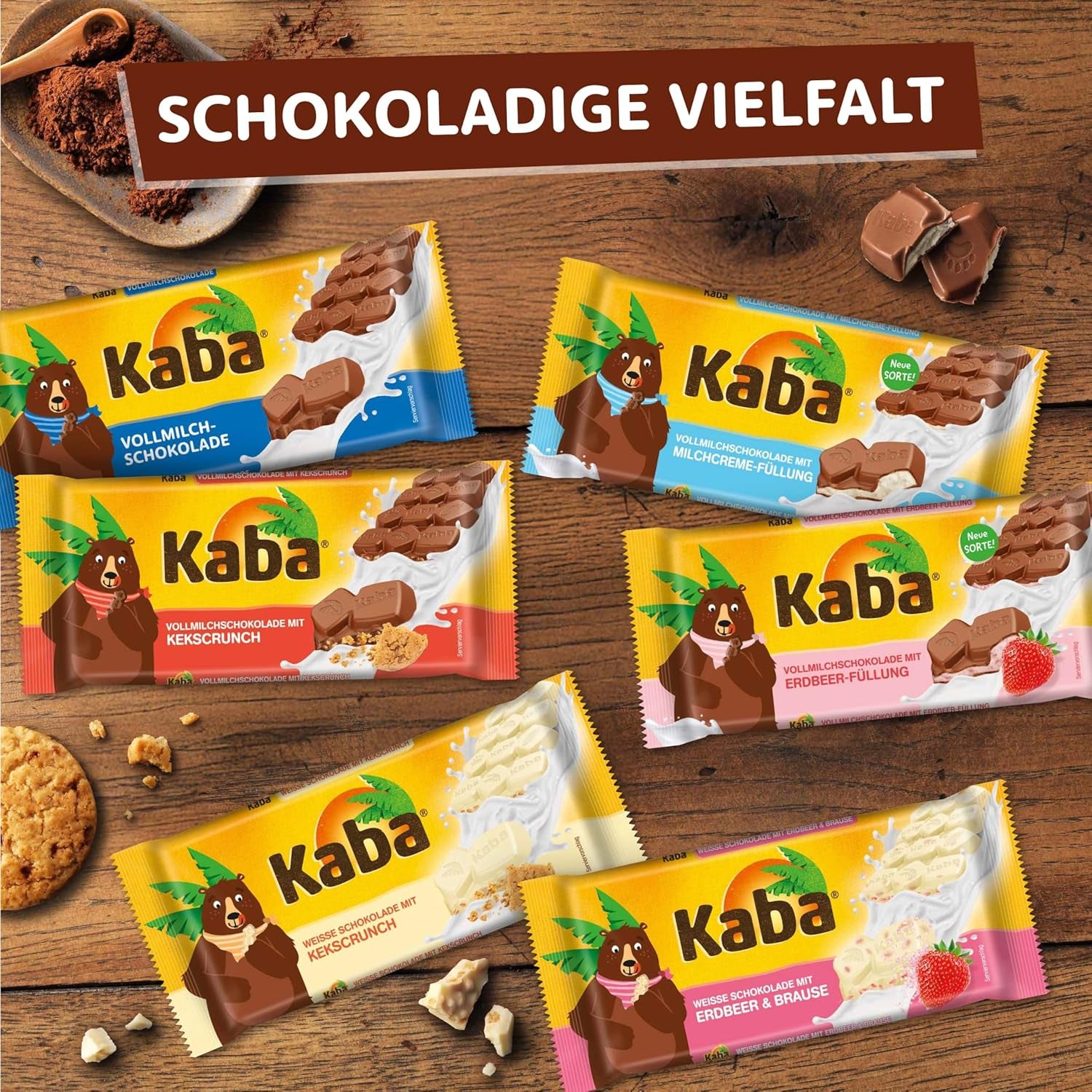 Kaba Chocolat au lait avec crème de fraise, barre de chocolat fourrée, barre de 90 g, chocolat fondant avec crème fruitée à la fraise et saveur originale Kaba (lot de 2)