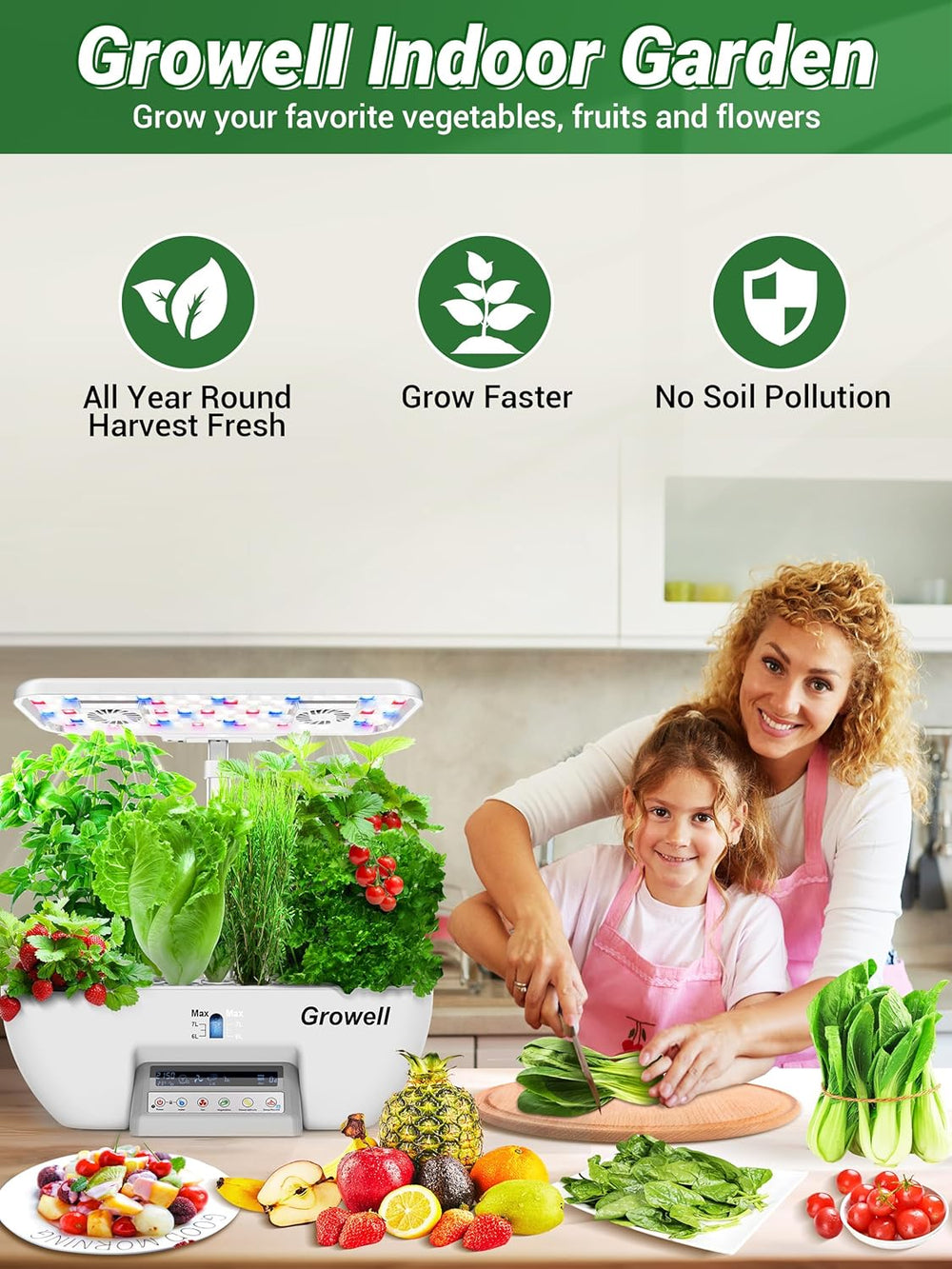 Kit hydroponique de 17 capsules pour jardin d'herbes aromatiques avec 102 lampes de culture à spectre complet de 28 W et 2 ventilateurs pour jardin intérieur avec réservoir de pompe à eau