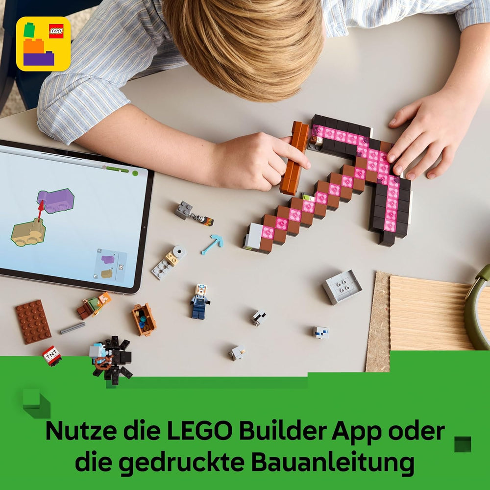 LEGO Minecraft Die Spitzhackenmine - Jeu interactif pour enfants - Figurines Alex, Minenarbeiter et Stray Spinnenreiter - Ensemble de jeux de joueur pour jeunes et filles à partir de 8 ans - 21277
