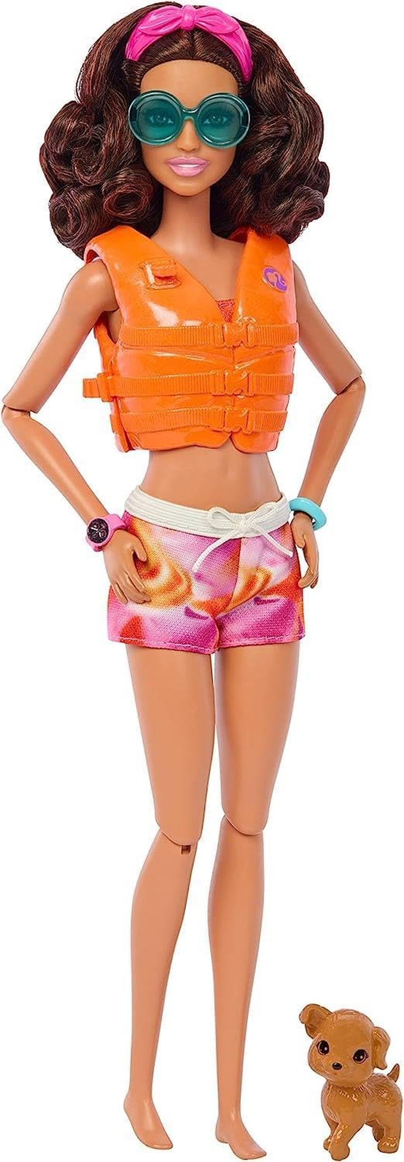 Poupée Barbie Surfeuse avec planche de surf et poignée, serviette et radio pour des aventures et des histoires sur la plage, clips et sangle de cheville pour un surf réaliste, 3 ans et plus, HPL69 Naty Shop Dolls