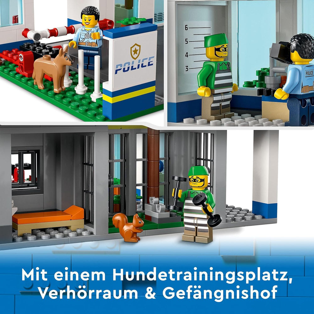 LEGO 60316 Le commissariat de police de la ville avec une voiture de police, une voiture et un hélicoptère, construit dans un bain avec 3 figurines, jeu de police pour garçons et filles à partir de 6 ans, jeu pour enfants