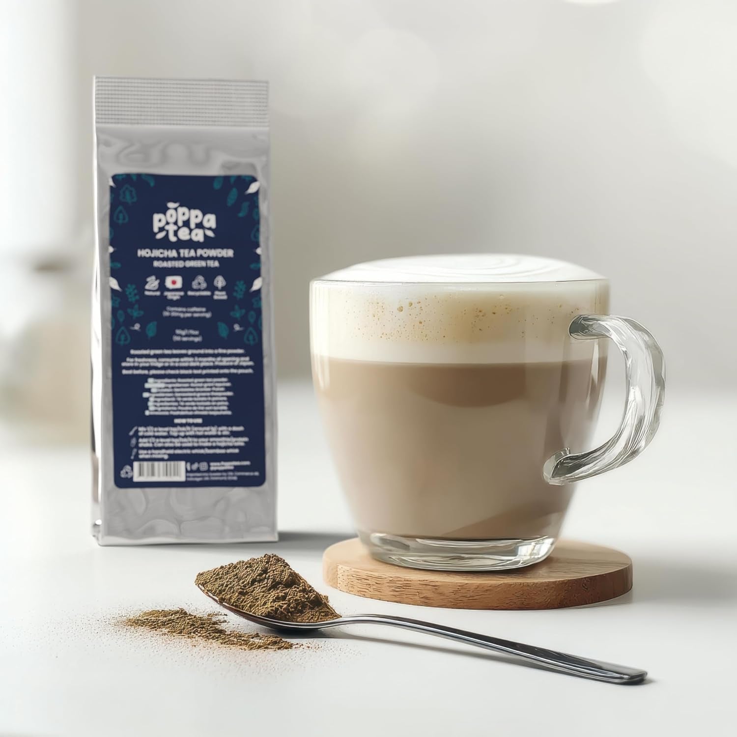 Poppatea Hojicha pudră de ceai - ceai verde prăjit (pungă de reumplere de 50 g)