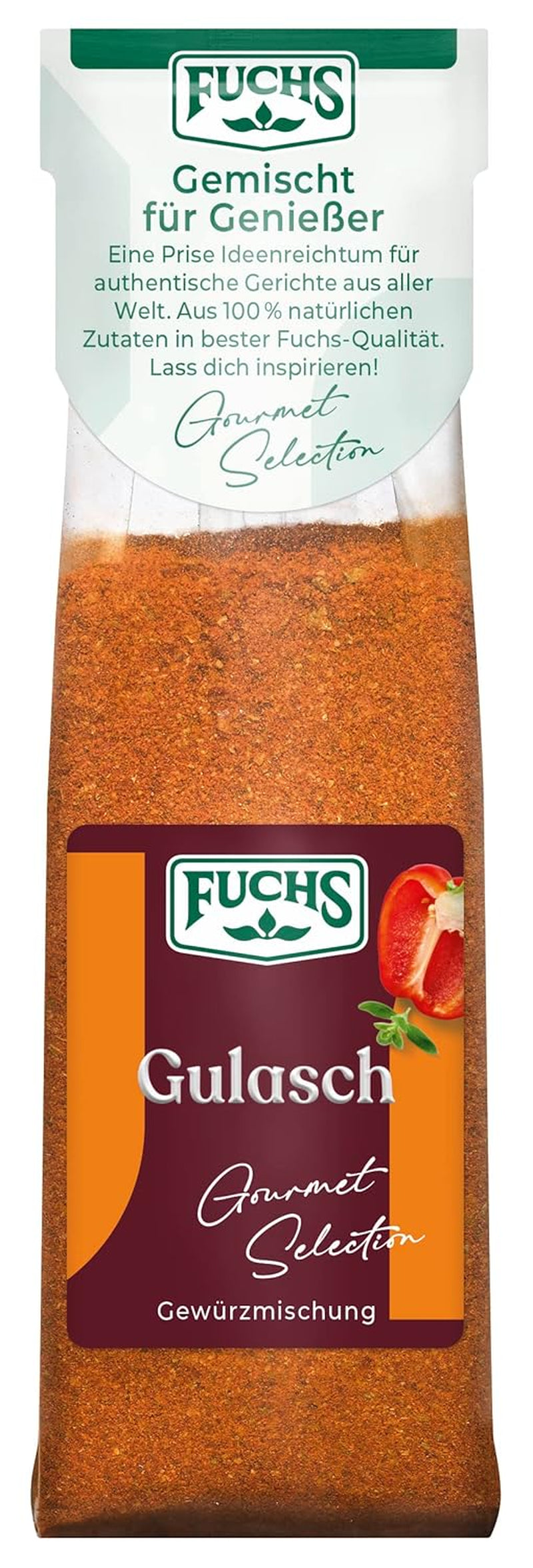 Fuchs Gourmet Selection Klassisch/Heimisch – Bratkartoffel Gewürzsalz, nachfüllbares Kartoffel Gewürz, Salz zum Würzen von Brat- & Ofenkartoffeln, Pommes Frites & Co, végétalien, 70 g