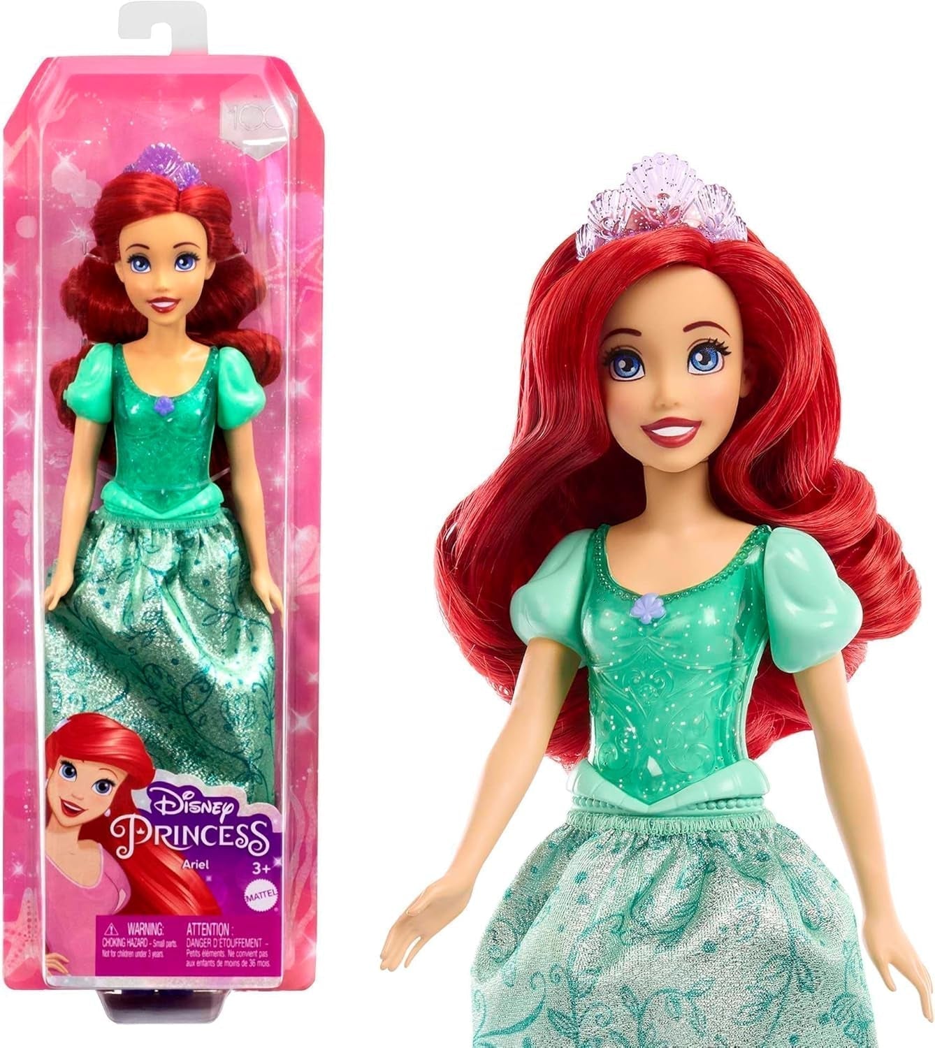Mattel Disney Princess Toy Poupée mobile Blanche-Neige avec vêtements et accessoires étincelants Cadeau inspiré du film Disney pour enfants HLW08 Naty Shop Ariel Dolls