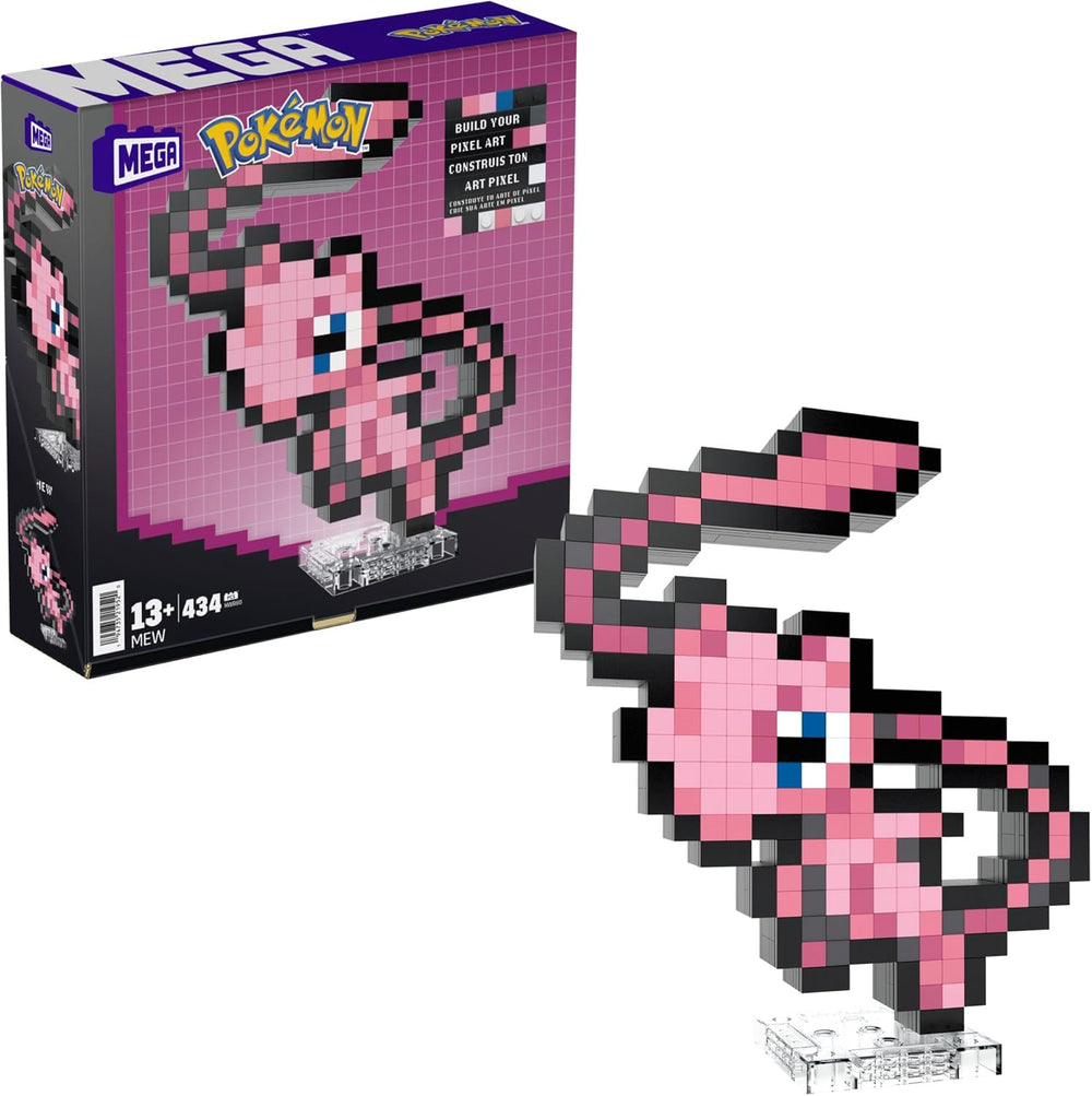 MEGA Pokémon Schiggy - Figurine conçue au look rétro, Pixel Art, 15 cm de large, avec base pour le montage mural, pour les enfants et les adultes, HTH77