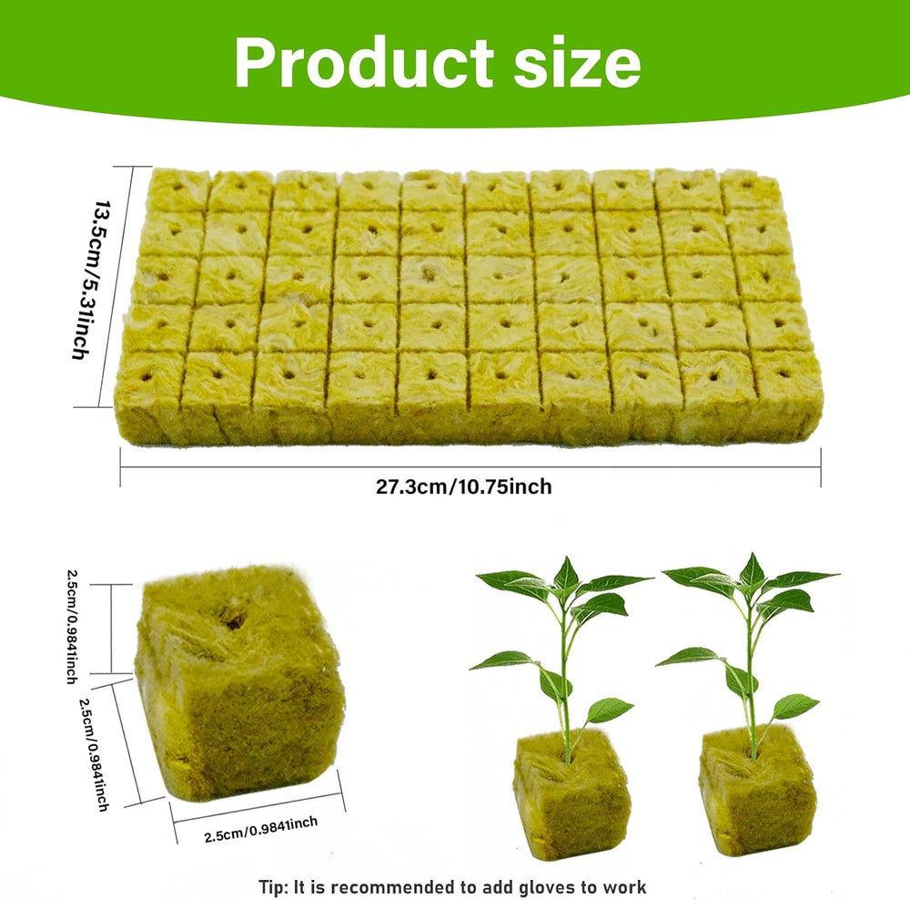 100 pièces de laine de roche Anzucht Würfel 2.5x2.5x2.5CM Rockwool Cube Anzuchtmatte Steinwolle Anbau Hydrokultur Umpflanzen für Bodenlose Anzucht Setzlinge Stecklinge Klonpflanzen