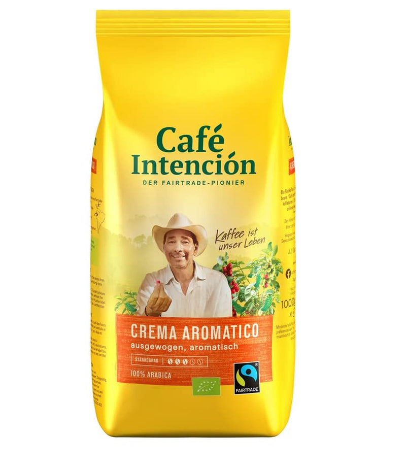 Fairtrade JJDarboven Café Intención Aromatico Café Crema, café biologique, grains entiers - 1kg - 4x