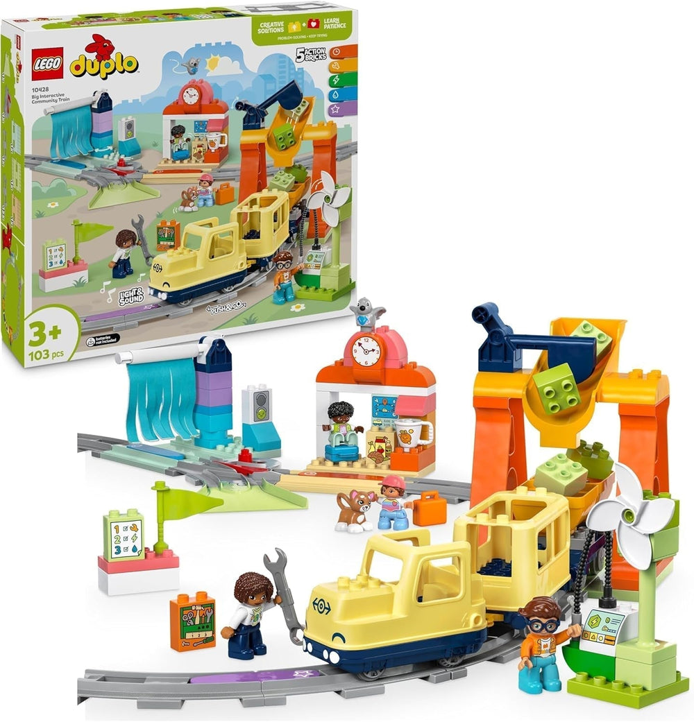 LEGO DUPLO Town Grand chemin de fer interactif, jouet de construction pour les tout-petits à partir de 3 ans, locomotive Push & Go avec lumières et sons, pièces de rail, jouet éducatif préscolaire 10428 ensembles de construction Besuche den LEGO-Store Default Title