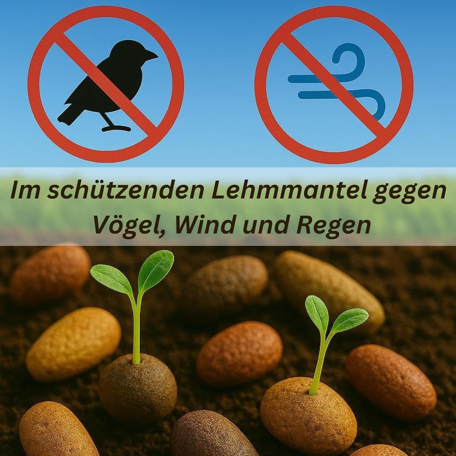 Graines de fleurs enrobées d'argile protectrice pour abeilles et papillons, 400g. Mélange de fleurs sauvages vivaces et résistantes à l'hiver pour 20 m². De belles graines de fleurs sauvages pour un pâturage d’abeilles coloré. Cadeau pour les enfants.
