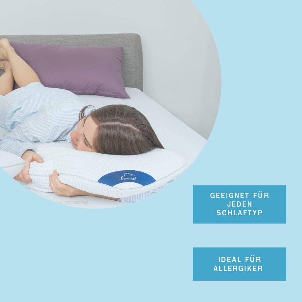 Oreiller en mousse Genius Eazzzy 40X80 Cm hauteur 10Cm - Oreiller de soutien cervical avec 2 degrés de dureté + mousse gel rafraîchissante - Oreiller de couchage pour dormeurs sur le côté, le dos et le ventre contre les douleurs cervicales, oreillers standards en polyester Naty Shop