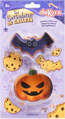 dekora - Set d'emporte-pièces Halloween pour enfants - 2 emporte-pièces en métal : Citrouille et Lilas - Emporte-pièces et emporte-pièces - Idéal pour décorer des citrouilles et des bonbons d'Halloween entre 6 et 9 cm