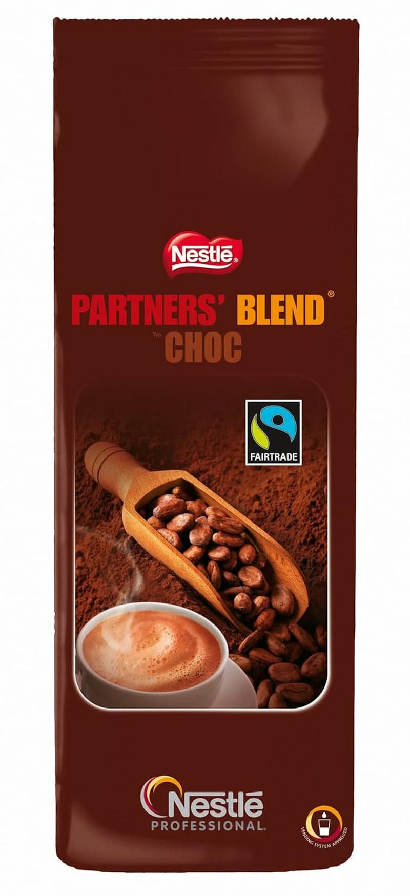 NESTLÉ Partners' Blend Type Choc, Poudre de Boisson au Cacao pour Distributeurs Automatiques, 1 Paquet (1 Sac X 1kg) Cacao et Chocolat Chaud Naty Shop