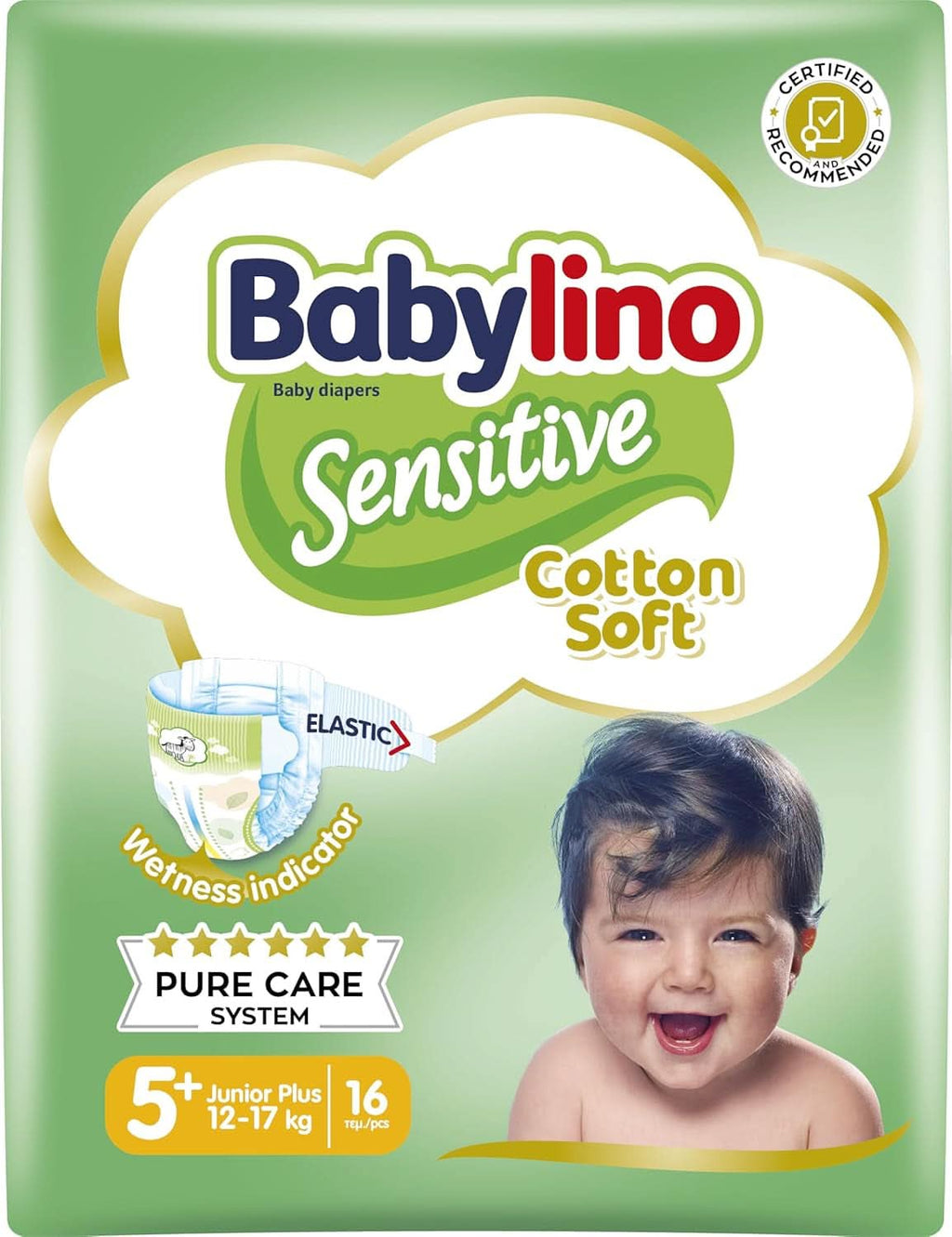 Babylino Sensitive, Scutece delicate pentru copii, diverse marimi Mama si Copilul Naty Shop Mărimea 5+ (16 bucăți)