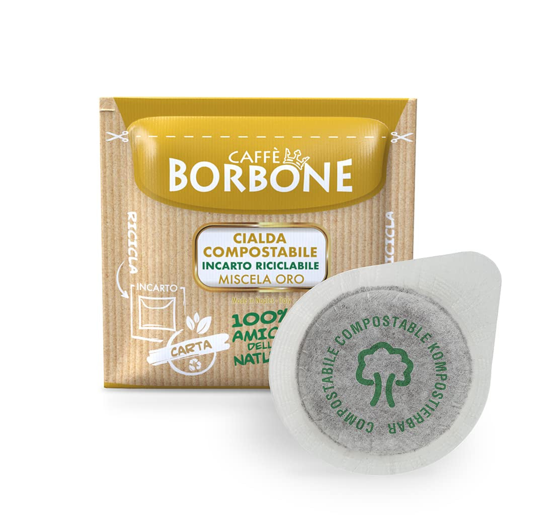 Caffè Borbone Kompostierbare Kaffeepads, Gold-Kaffeemischung - 100 tampons - Compatible avec les tampons en papier ESE System 44 mm