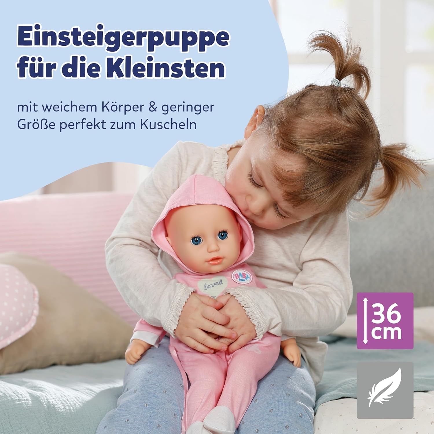 BABY Born Hannah Play with Me - Poupée bébé avec 5 fonctions - Corps en matière douce avec accessoires - Poupée de 36 cm - Fonctionne sur batterie - Convient aux enfants à partir de 1 an