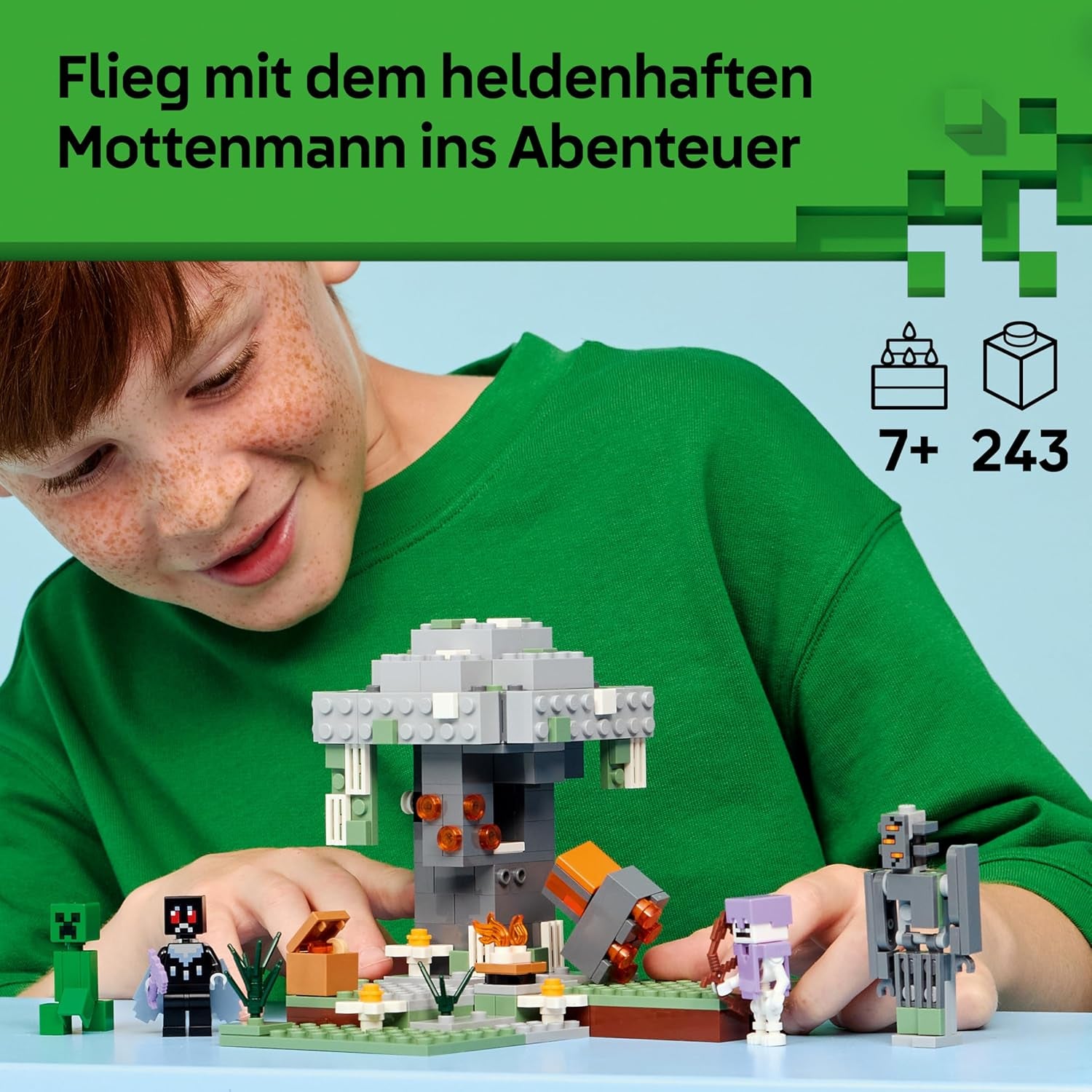 LEGO Minecraft Blasser Garden - Jeux créatifs pour enfants - Jeux pour jeunes et filles à partir de 7 ans - avec figurines Minecraft - Mottenmann, Creeper, Skelet et Knarz - Jeu - 21586