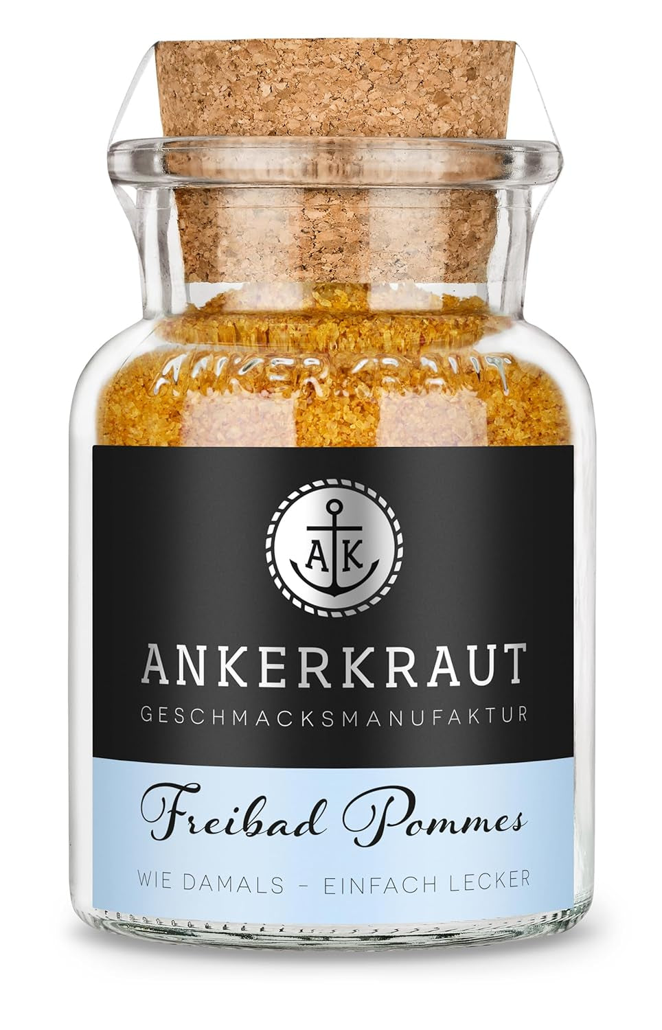 Ankerkraut Freibad Pommes, Mischung würzender Ingredient for Pommes Frites wie vom Freibad-Kiosk, Gewürzsalz, Pommesgenuss zu Hause, 320 g im Streuer