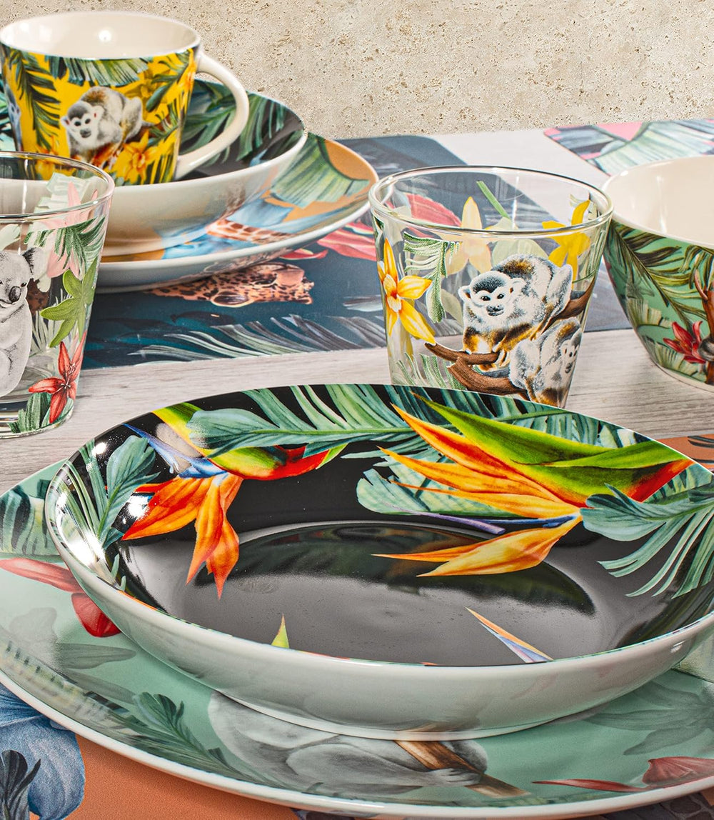 Service Tavola En Porcelaine Exotique 18 Pièces