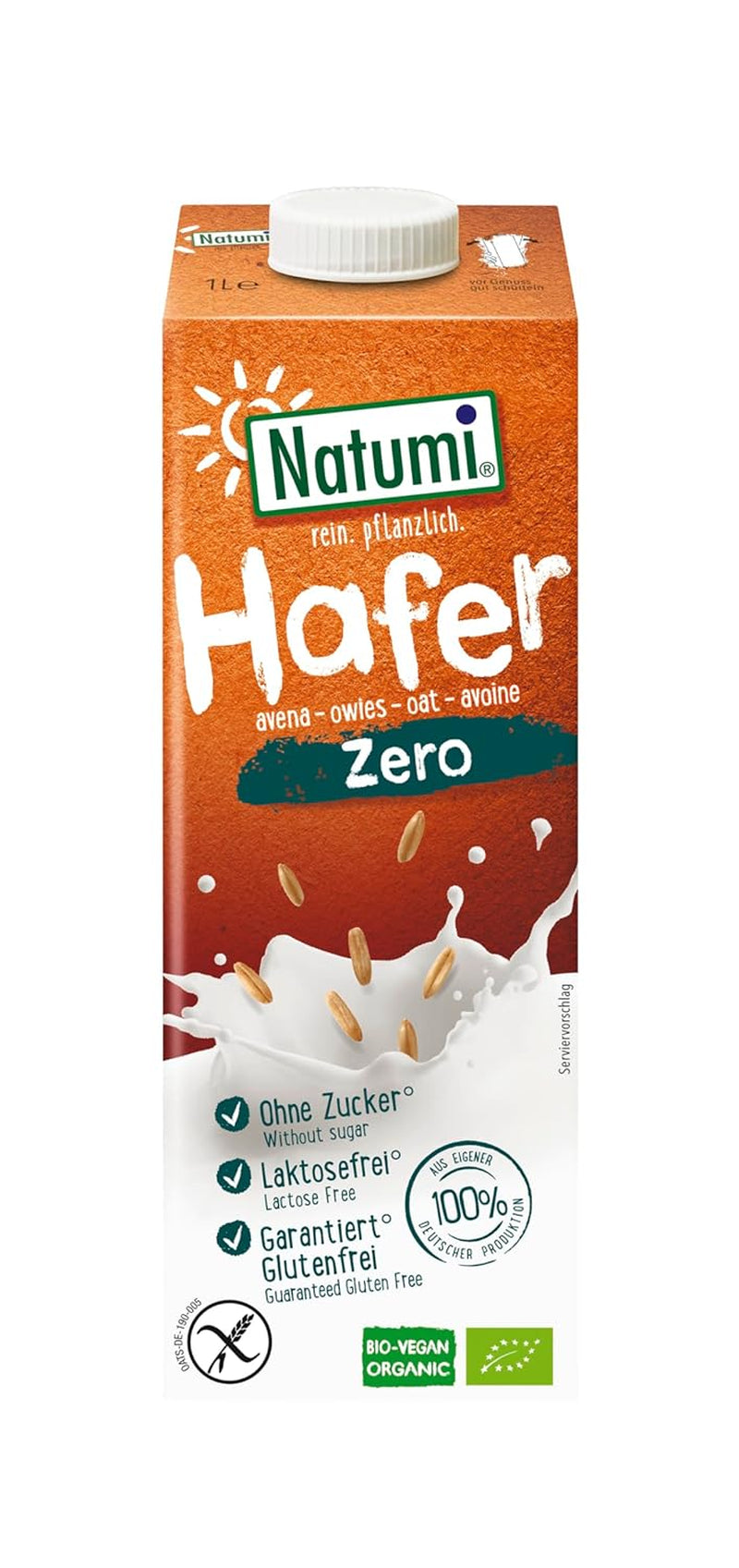 Natumi Bio Hafer Barista, 8 x 1L - Sans lactose, Aufschäumbar, Barista-Style, Bio, Hergestellt mit deutschem Hafer, Vegan, Milchfreie milchfreie Alternative