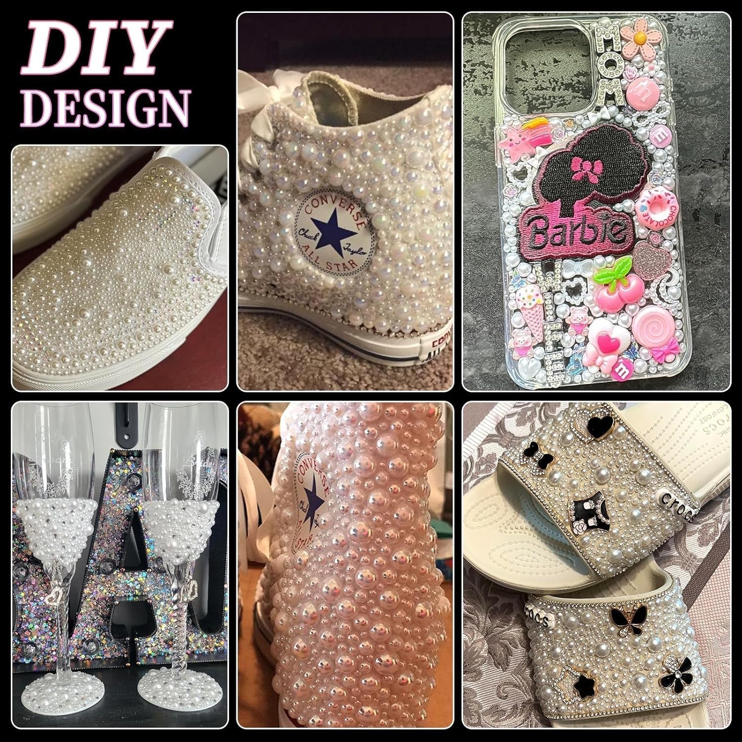 GZMAYUEN 920Pcs Gold Silber Flatback Perlen Für Nägel, Halbrunde Weiße Beige Nail Perlen, Kleine Halbrunde Flatback Perlen Für DIY Nail Art Decor