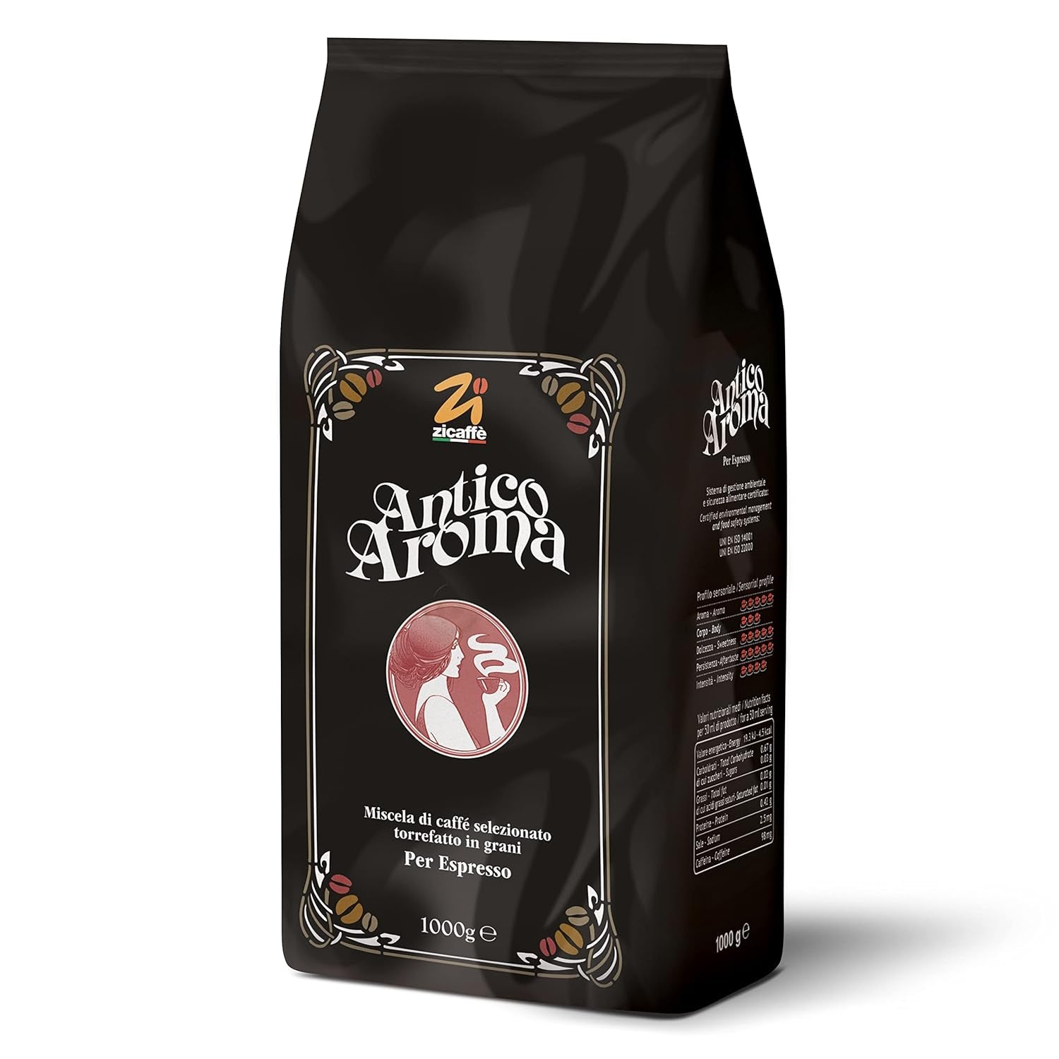 Café en grains aromatiques Zicaffé Espresso Antico, paquet de 1 (1 x 1 kg)