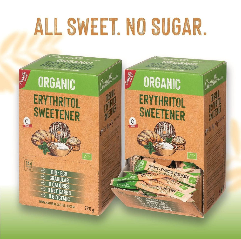 Eritritol natural organic | 144 pungi de 5 G, 720 grame total Indulcitori Naty Shop