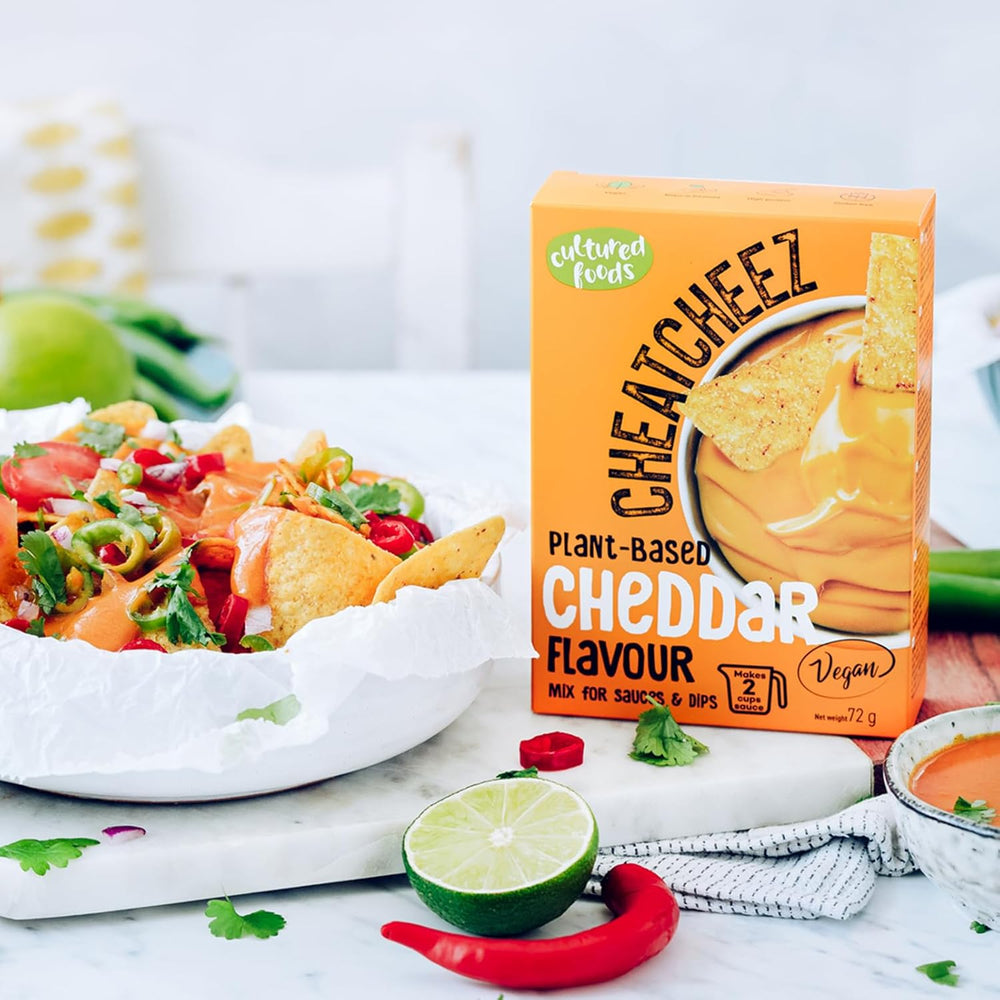 Cultured Foods Vegan 3-er Set Macaroni au fromage végétalien, sauce Gouda, sauce cheddar, Laktosefrei sans gluten MAC & CHEEZ CHEATCHEEZ