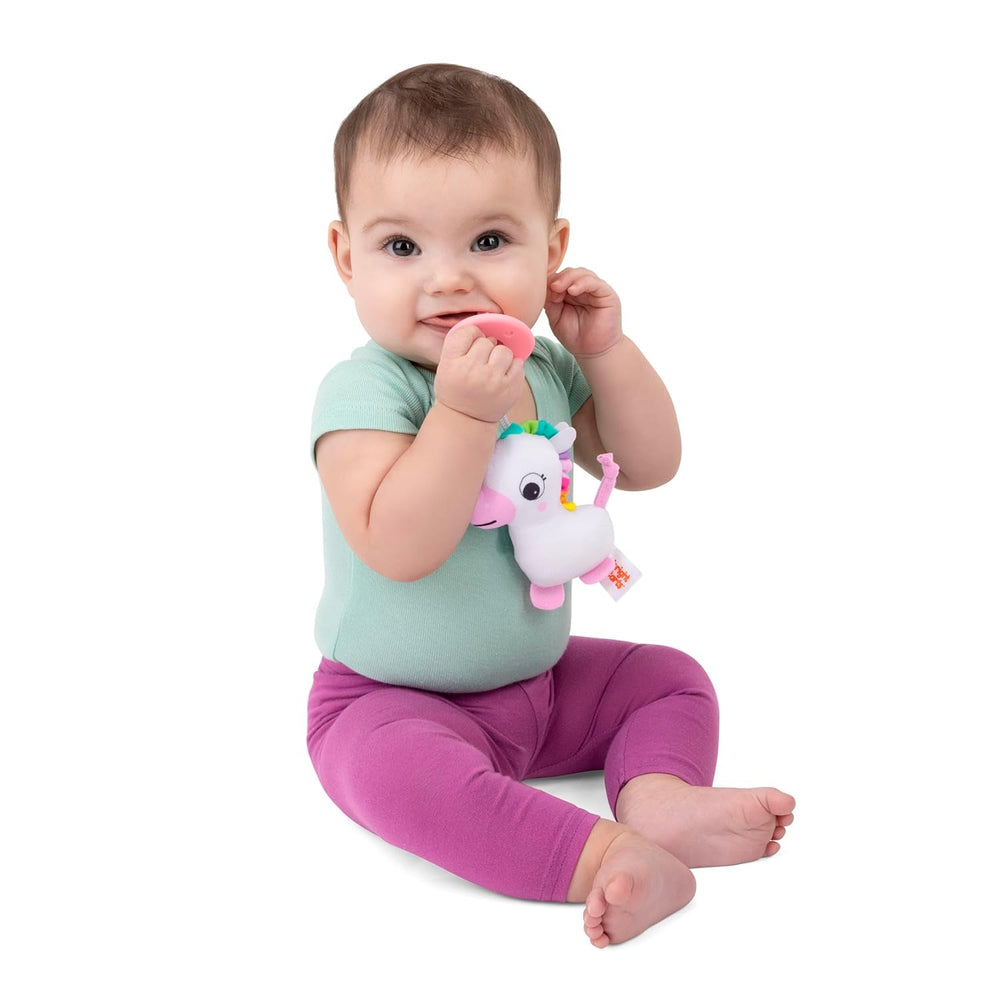 Sucette en peluche Bright Starts SootheMate, Licorne - Sucette amovible en forme de sucette pour nouveau-nés et enfants plus âgés