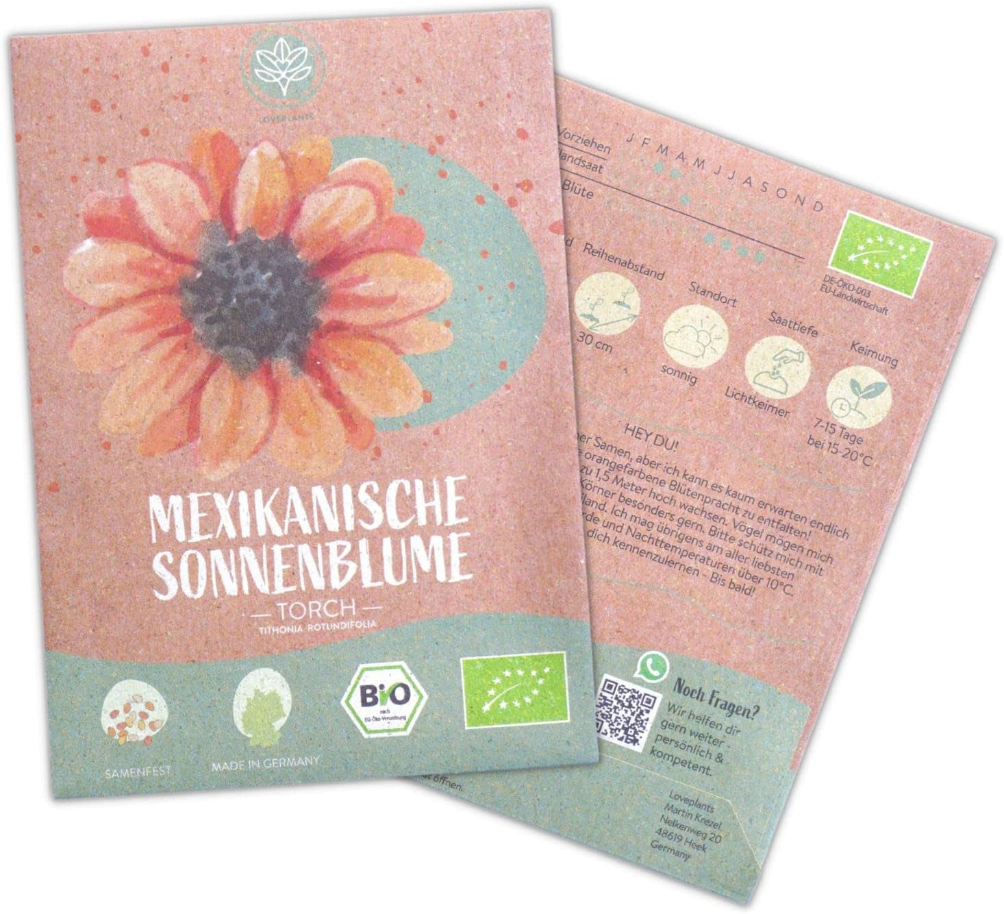 Graines de tournesol biologiques, ramifiées, 20 graines de tournesol à taux de germination élevé, graines de tournesol pour le jardin, le balcon, le parterre de fleurs ou comme cadeau d'invités. Graines de fleurs pollinisées gratuites.